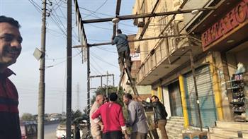 استمرار حملات رفع الإشغالات بطريق مصر إسكندرية الزراعي بمدينة قها