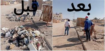 استمرار أعمال النظافة ورفع كفاءة شوارع وأحياء مدينة نخل في شمال سيناء 