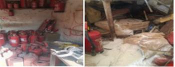 ضبط مصنع غير مرخص لإنتاج طفايات حريق مغشوشة ومقلدة في البدرشين