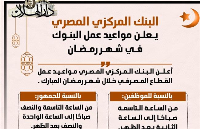 للموظفين والجمهور.. مواعيد عمل البنوك في رمضان| إنفوجراف