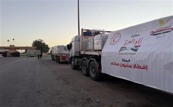 الهلال الأحمر المصري يدفع بـ197 ألف سلة غذائية للفلسطينيين ضمن قافلة "زاد العزة"
