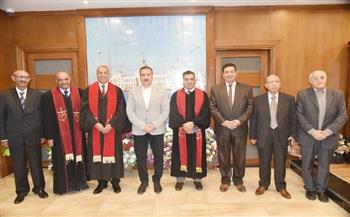 محافظ بورسعيد يستقبل ممثلي الكنيسة الإنجيلية ومطران الروم الأرثوذكس لتهنئته بتولي مهام منصبه