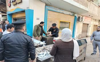 حملة مكبرة لرفع الإشغالات والتعديات بمدينة كفر سعد واستعادة الانضباط بالشوارع