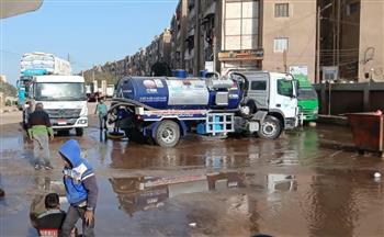 جهود مكثفة لإصلاح عاجل لكسر خط مياه رئيسي بحي غرب سوهاج