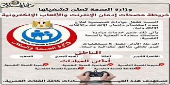 «الصحة» تُشغل عيادات متخصصة لعلاج إدمان الإنترنت والألعاب الإلكترونية ضمن مبادرة «صحتك سعادة»| انفوجراف