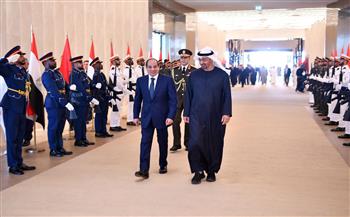 رئيس الإمارات يصطحب الرئيس السيسي لتوديعه في مطار أبو ظبي الدولي