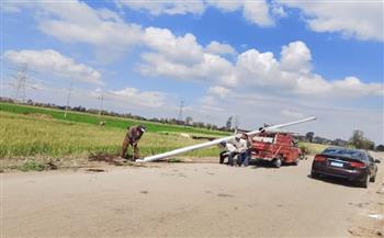 محافظ كفرالشيخ: تركيب 80 عمود كهرباء بطريق ميزار عثمان بقرية الحمراوي بعاصمة المحافظة