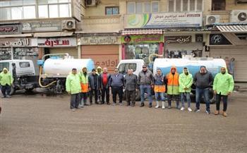 رئيس مياه البحيرة يتفقد شوارع دمنهور ويتابع أعمال رفع تجمعات مياه الأمطار ميدانيًا