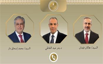 وزير الخارجية يبحث مع نظيريه الباكستاني والتركي التطورات الإقليمية وجهود خفض التصعيد