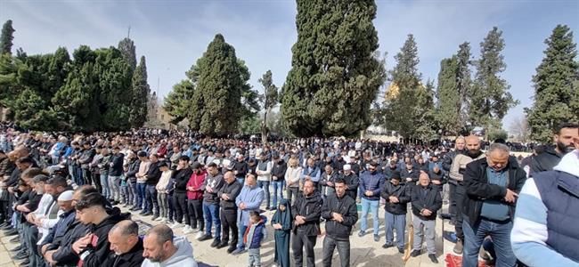 75 ألف مصل يؤدون صلاة الجمعة في المسجد الأقصى المبارك