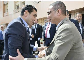 وزير الشباب والرياضة يلتقي محافظ الجيزة قبل بدء جولته التفقدية 