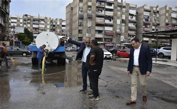 نائب محافظ بورسعيد يتابع أعمال شفط مياه الأمطار بمنطقة بنك الإسكان وكوبري الرسوة بحي الضواحي