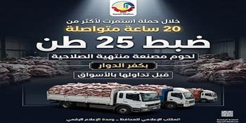 ضبط 25 طن لحوم مصنعة منتهية الصلاحية بكفر الدوار قبل تداولها بالأسواق 