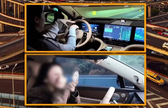 صينية تُشغّل القيادة الذاتية لسيارتها لتضع أحمر الشفاه