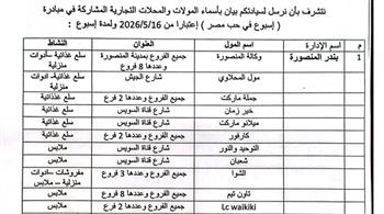 الدقهلية تطلق مبادرة "أسبوع في حب مصر" لبيع السلع الغذائية وغير الغذائية بتخفيضات تصل إلى 30%