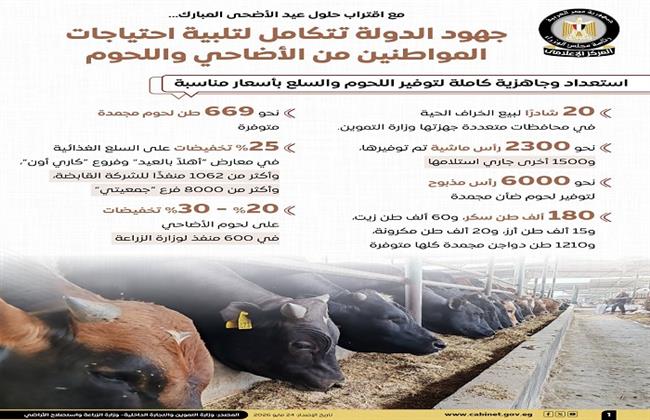 المركز الإعلامي لمجلس الوزراء: جهود متكاملة لتلبية احتياجات المواطنين من الأضاحي واللحوم