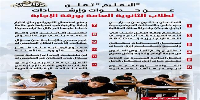 "التعليم" تعلن عن خطوات وإرشادات لطلاب الثانوية العامة بورقة الإجابة
