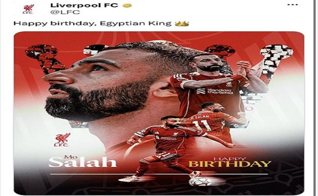احتفالا بعيد ميلاده الـ 34.. ليفربول لمحمد صلاح: الملك المصري 