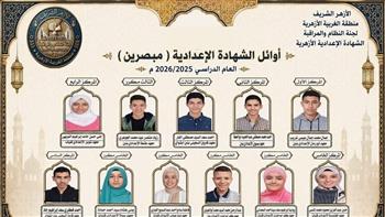 محافظ الغربية يهنئ أوائل الشهادة الإعدادية الأزهرية 2025/2026.. ويؤكد: الأزهر الشريف مصنع العقول النابغة 