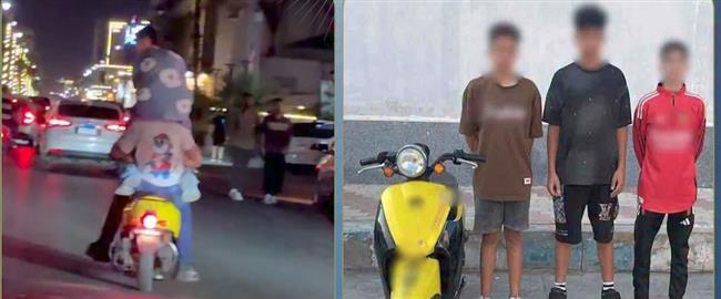 ضبط 3 طلاب ببورسعيد بعد أداء حركات استعراضية بدراجة نارية بدون لوحات وتعريض حياتهم للخطر