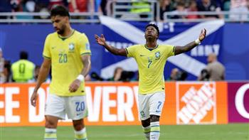 كأس العالم 2026.. فينيسيوس يسجل الهدف الثاني لمنتخب البرازيل في اسكتلندا 
