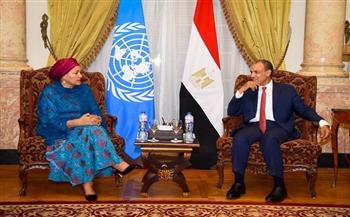 وزير الخارجية يبحث مع نائبة سكرتير عام الأمم المتحدة تطورات الأوضاع الإقليمية
