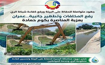 جهود متواصلة للحفاظ على البيئة ورفع كفاءة شبكة الري.. رفع المخلفات وتطهير جانبية عمران بعزبة المناصرة