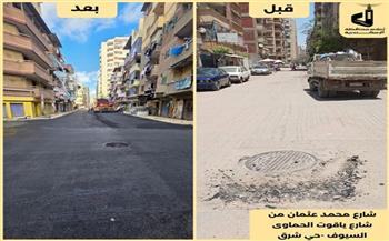 محافظة الإسكندرية تواصل رفع كفاءة الطرق وترميم الحفر والمطبات بمختلف الأحياء
