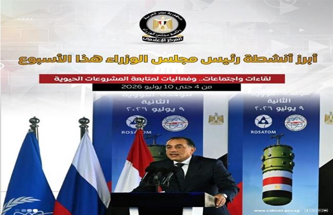 المركز الإعلامي لمجلس الوزراء يستعرض بالإنفوجراف أبرز أنشطة مدبولي هذا الأسبوع