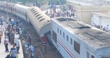 خروج عربة قطار عن القضبان بمحطة محلة روح بطنطا وإصابة 14 راكبًا
