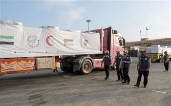 شاحنات مساعدات إماراتية تعبر إلى الفلسطينيين بقطاع غزة تحمل 792 طنًا