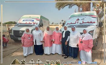 قافلة طبية مجانية بالنواميس تقدم 3670 خدمة صحية وتوقع الكشف على أكثر من 1300 مواطنًا بمركز الواسطى