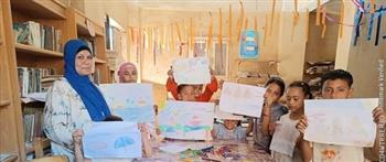 ورشة رسم بمكتبة العمارية لتعريف الأطفال بمعالم مصر السياحية