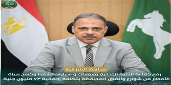 محافظ الشرقية: رفع كفاءة البنية التحتية بسيارات شفط وكسح مياه الأمطار من شوارع وانفاق المحافظة 