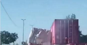 لحظة بطولية على الطريق.. سائق "تريلا" ينقذ سيارة نقل من الانقلاب ويشعل مواقع التواصل 