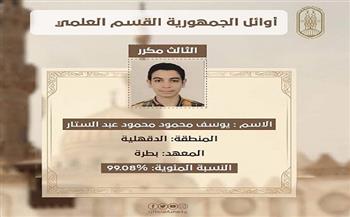 محافظ الدقهلية يهنئ هاتفياً الطالب يوسف عبدالستار لحصوله على المركز الثالث على مستوى الجمهورية   