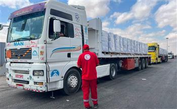 الهلال الأحمر المصري يدفع أكثر من 2,596 طنًا من المساعدات الغذائية والإغاثية عبر قافلة «زاد العزة» 242