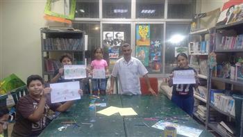 ورشة فنية بمكتبة الشيخ زايد الثقافية لتعليم الأطفال مبادئ الرسم