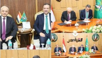 محافظ المنوفية ورئيس جامعة الريادة للعلوم والتكنولوجيا يوقعان بروتوكولات تعاون لدعم التنمية المستدامة