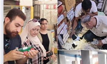 ضبط أغذية منتهية الصلاحية ومجهولة المصدر وتشميع معمل مخللات مخالف بكوم أمبو 