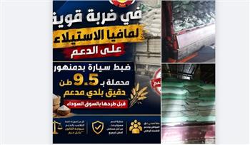 ضبط سيارة بدمنهور محملة بـ ٩.٥ طن دقيق بلدي مدعم قبل طرحها بالسوق السوداء