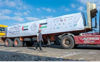 عبور 75 شاحنة مساعدات إماراتية إلى الفلسطينيين بقطاع غزة  تحمل 800 طن