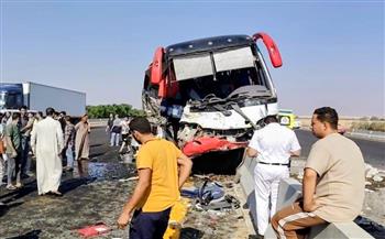 مصرع وإصابة ١٤ شخص في تصادم أتوبيس بالرصيف أعلى الطريق الإقليمي بالشرقية