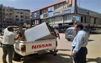 تحرير ٣٣ محضر إشغال طريق و٥٨ إزالة فورية لإشغال ثابت ومتحرك بالشهداء وأشمون