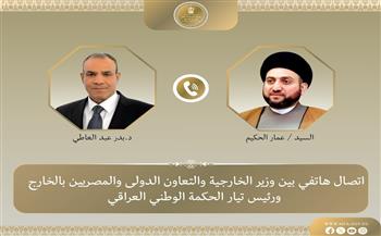 «خفض التصعيد وتغليب الحلول السياسية».. عبد العاطي يبحث مع عمار الحكيم تطورات العراق والمنطقة