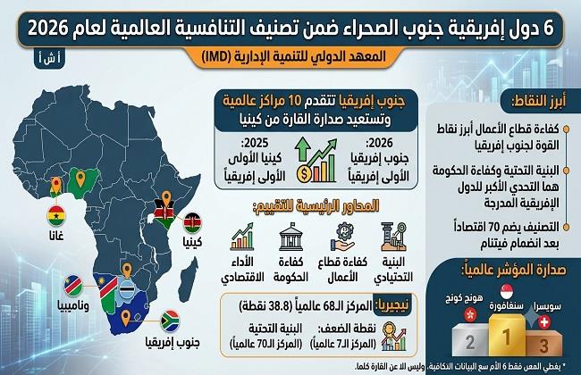 6 دول إفريقية جنوب الصحراء ضمن تصنيف التنافسية العالمية لعام 2026