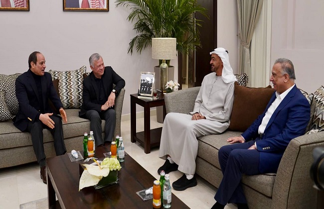 السيسي يلتقي ملك الأردن وولي عهد أبوظبي ورئيس وزراء العراق