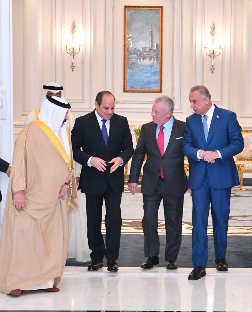 الرئيس السيسي يستقبل محمد بن زايد وملك الأردن والبحرين والكاظمي